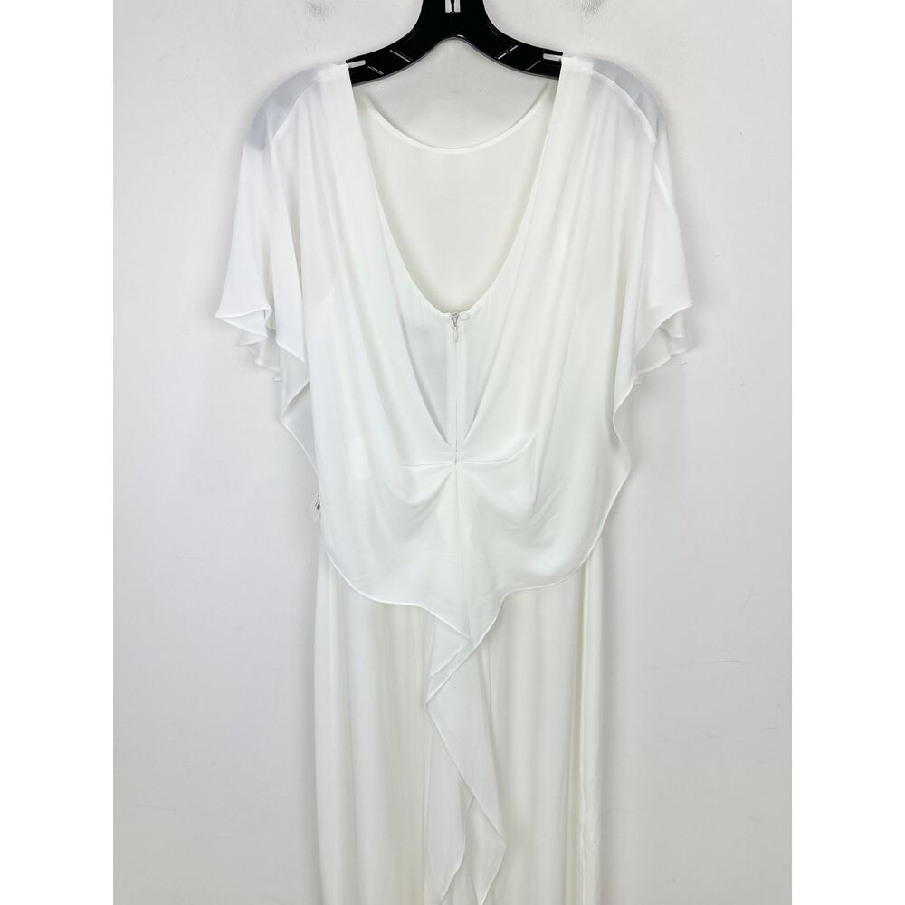 HALSTON HERITAGE Cape Effect Draped Crepe Gown Maxi Dress White US 4 NWT - Picture 9 of 15